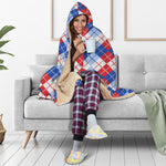 American Argyle Pattern Print Hooded Blanket