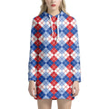 American Argyle Pattern Print Pullover Hoodie Dress