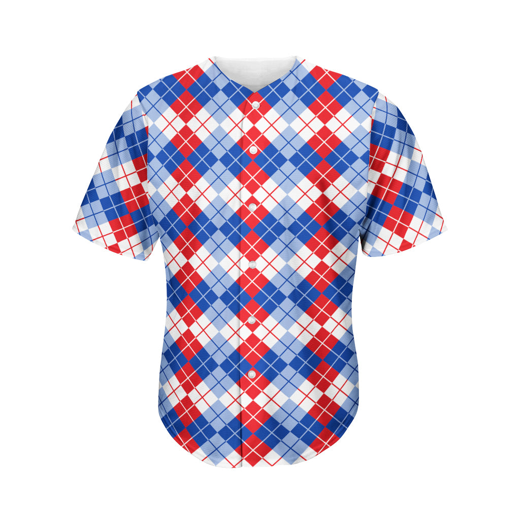 American Argyle Pattern Print Men's Baseball Jersey