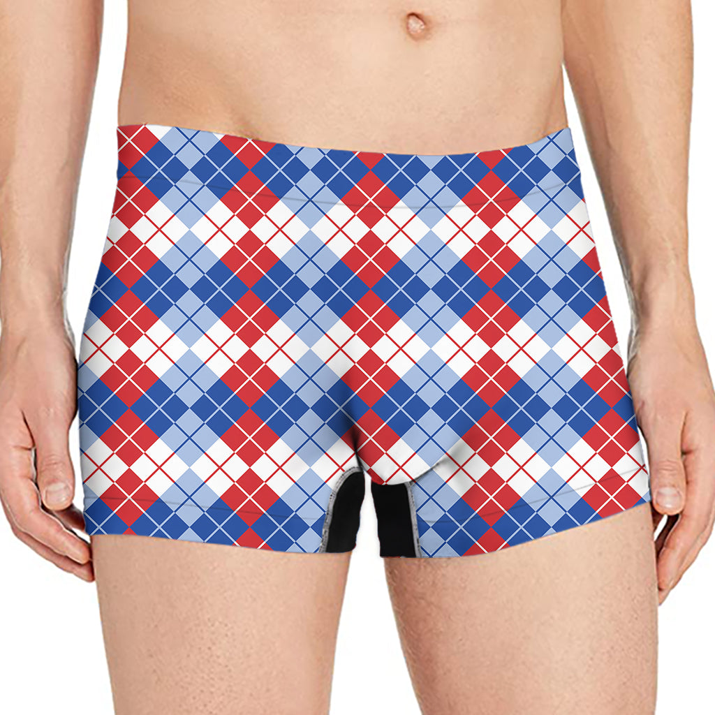 American Argyle Pattern Print Men's Boxer Briefs