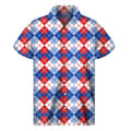 American Argyle Pattern Print Men's Short Sleeve Shirt