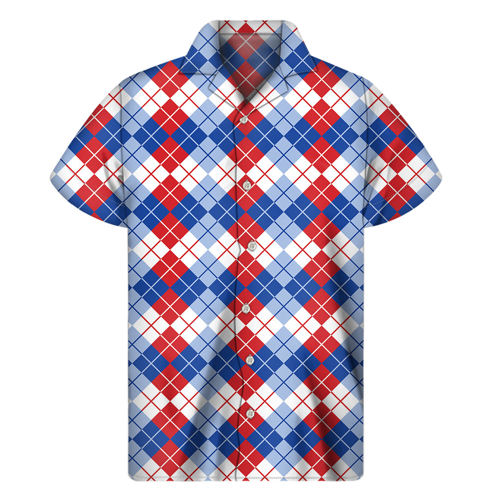 American Argyle Pattern Print Men's Short Sleeve Shirt