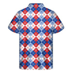 American Argyle Pattern Print Men's Short Sleeve Shirt