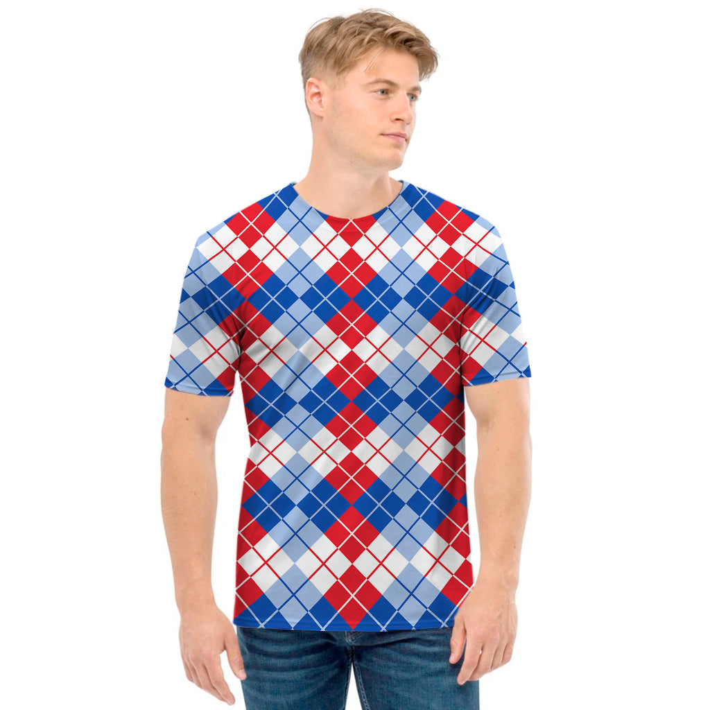 American Argyle Pattern Print Men's T-Shirt