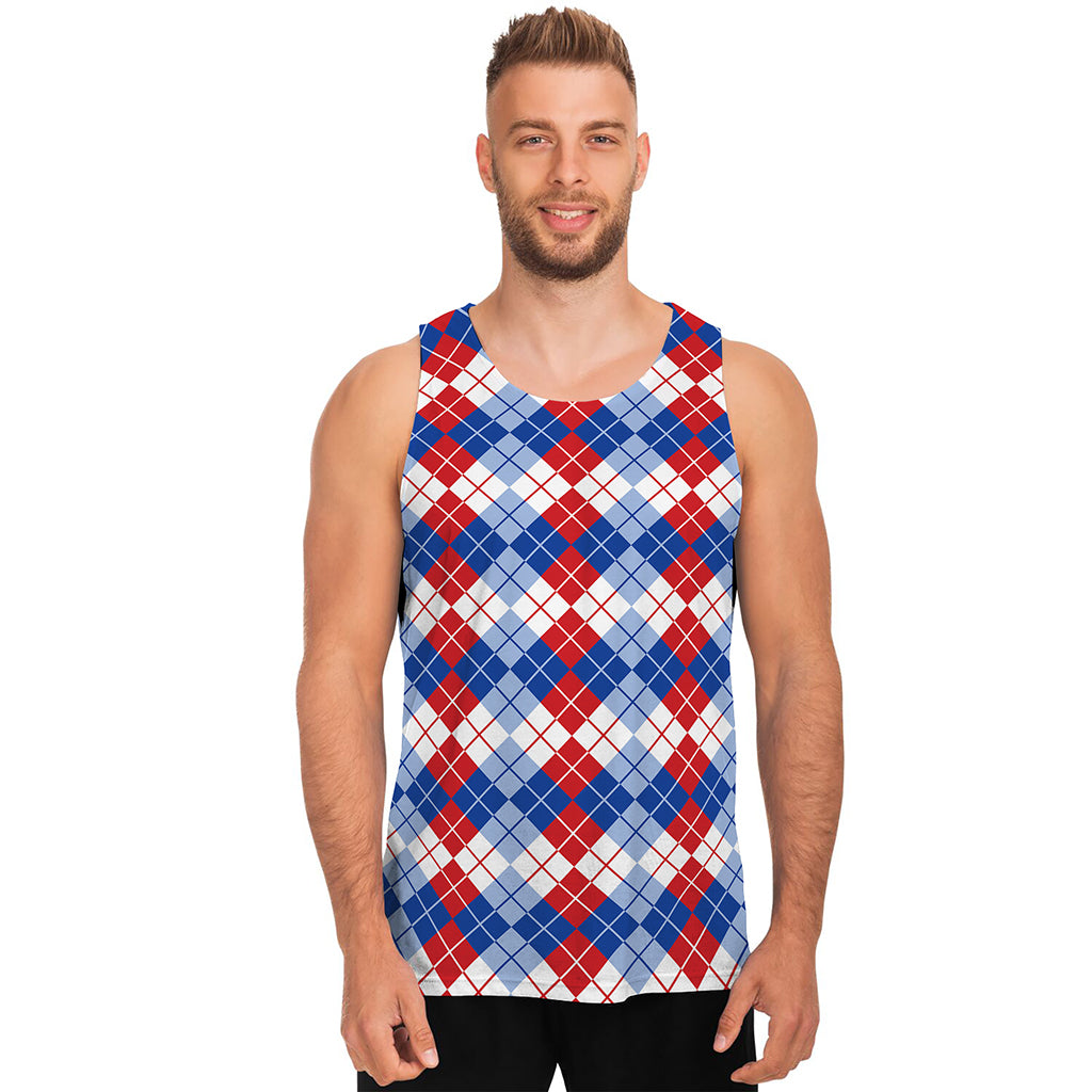 American Argyle Pattern Print Men's Tank Top