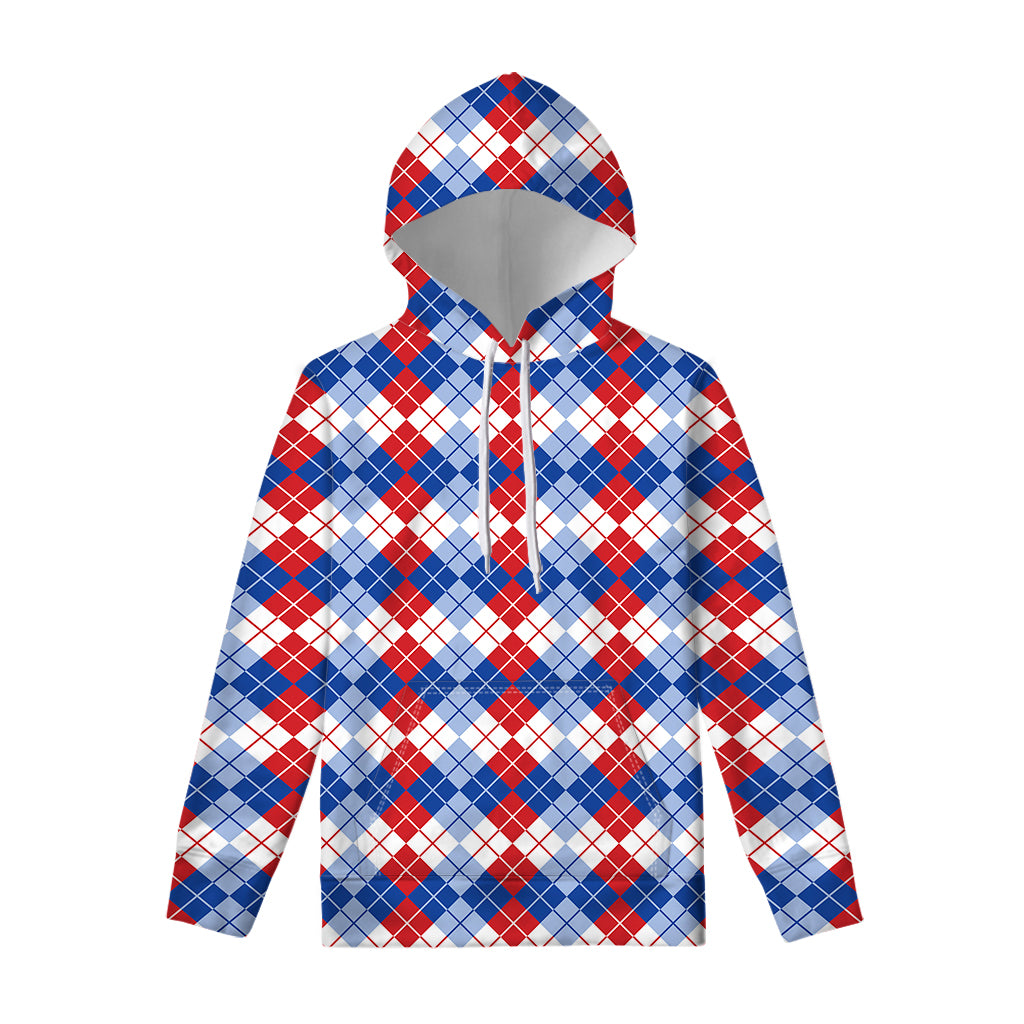 American Argyle Pattern Print Pullover Hoodie