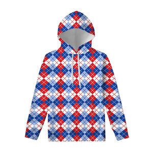 American Argyle Pattern Print Pullover Hoodie