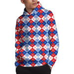 American Argyle Pattern Print Pullover Hoodie