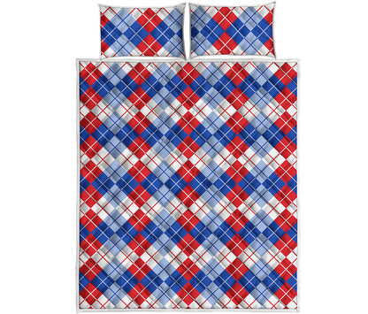 American Argyle Pattern Print Quilt Bed Set