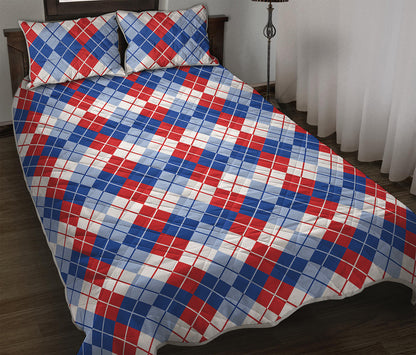 American Argyle Pattern Print Quilt Bed Set
