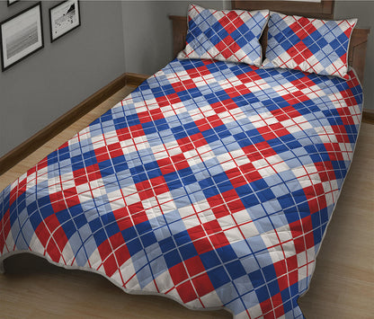 American Argyle Pattern Print Quilt Bed Set