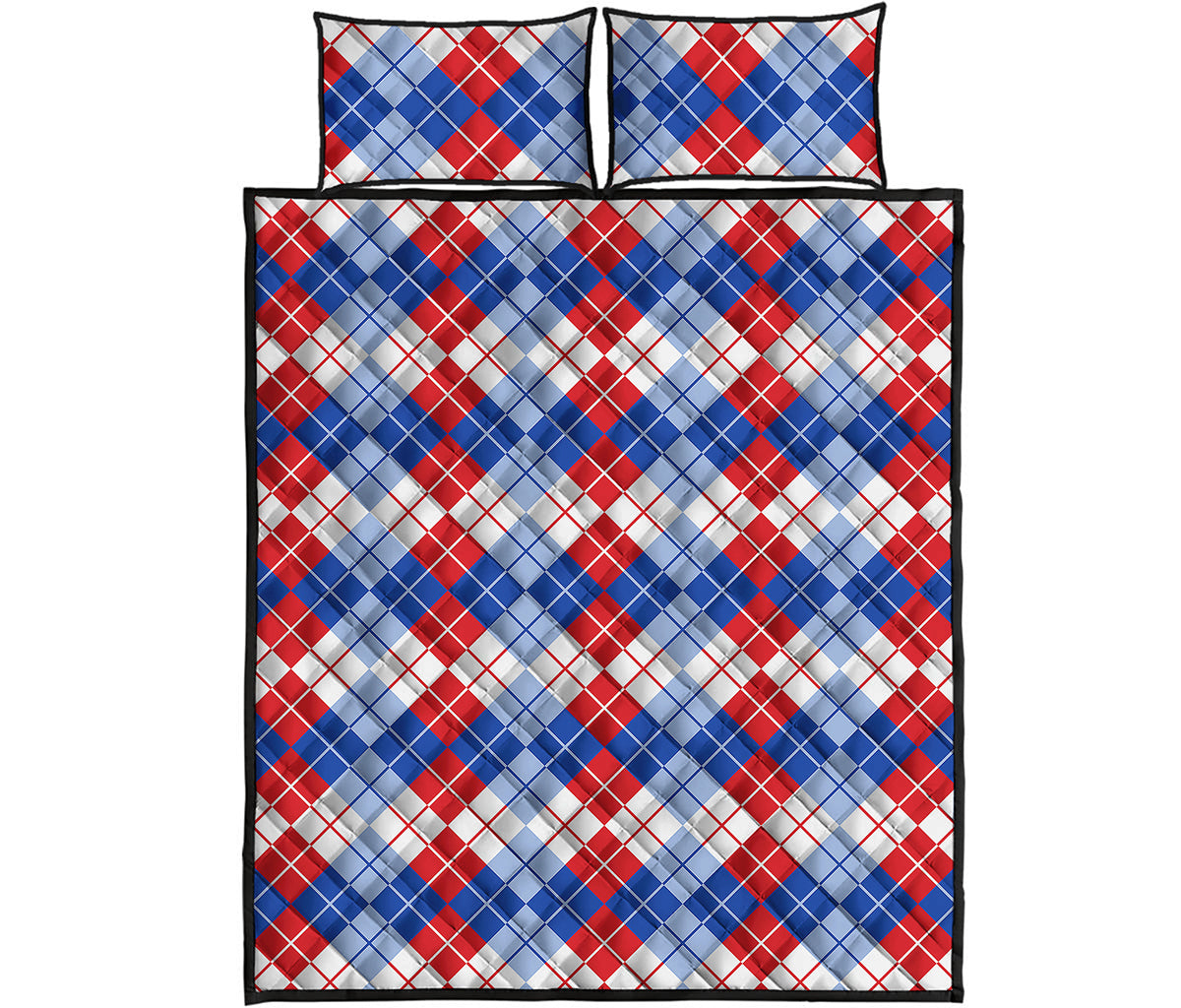 American Argyle Pattern Print Quilt Bed Set