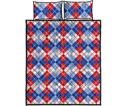 American Argyle Pattern Print Quilt Bed Set