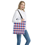 American Argyle Pattern Print Tote Bag