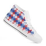 American Argyle Pattern Print White High Top Shoes