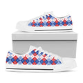 American Argyle Pattern Print White Low Top Sneakers