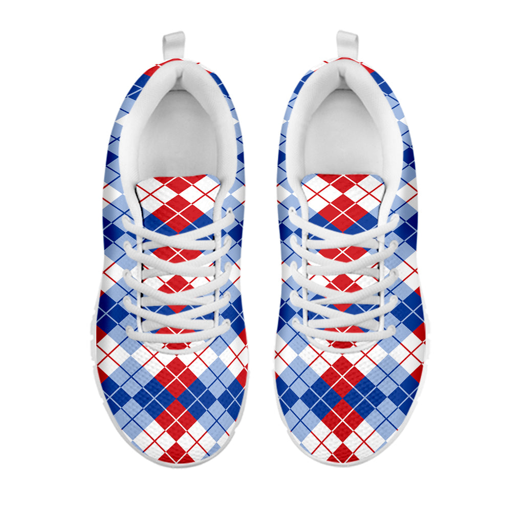 American Argyle Pattern Print White Sneakers