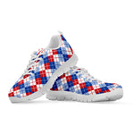 American Argyle Pattern Print White Sneakers