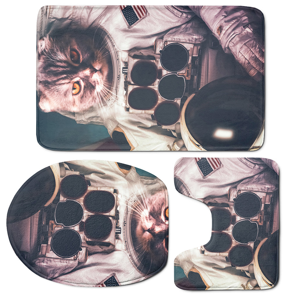 American Astronaut Cat Print 3 Piece Bath Mat Set