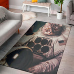American Astronaut Cat Print Area Rug
