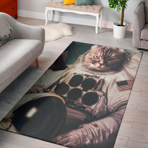American Astronaut Cat Print Area Rug