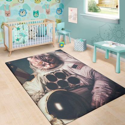American Astronaut Cat Print Area Rug