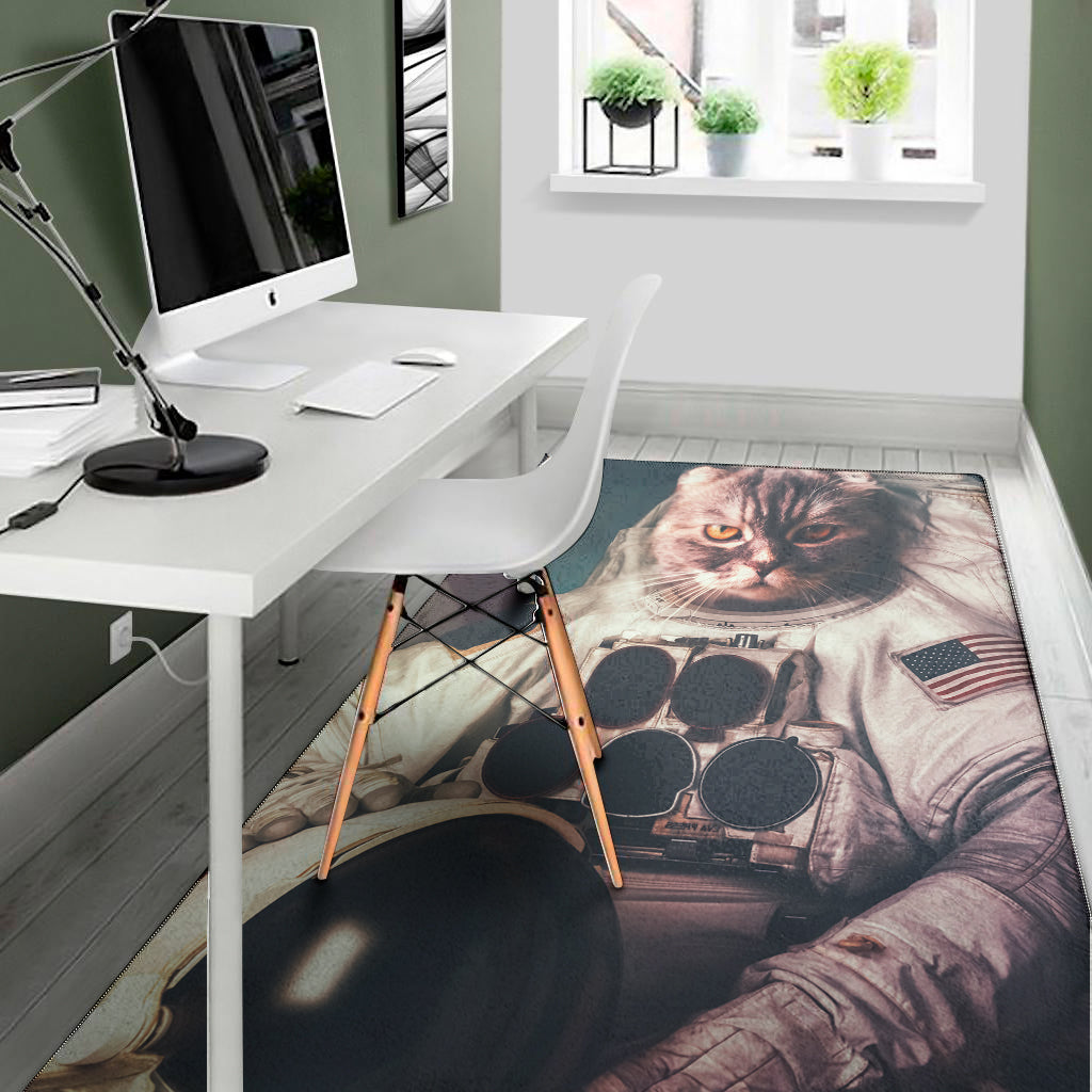 American Astronaut Cat Print Area Rug