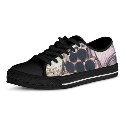 American Astronaut Cat Print Black Low Top Shoes