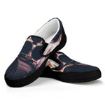 American Astronaut Cat Print Black Slip On Shoes