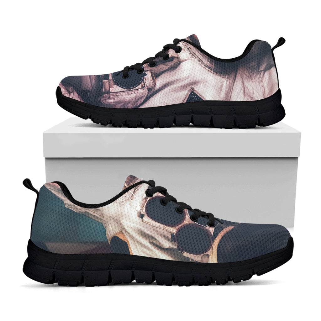 American Astronaut Cat Print Black Sneakers
