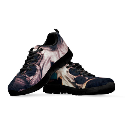 American Astronaut Cat Print Black Sneakers
