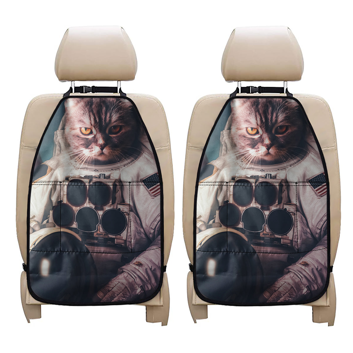 American Astronaut Cat Print Car Seat Organizers