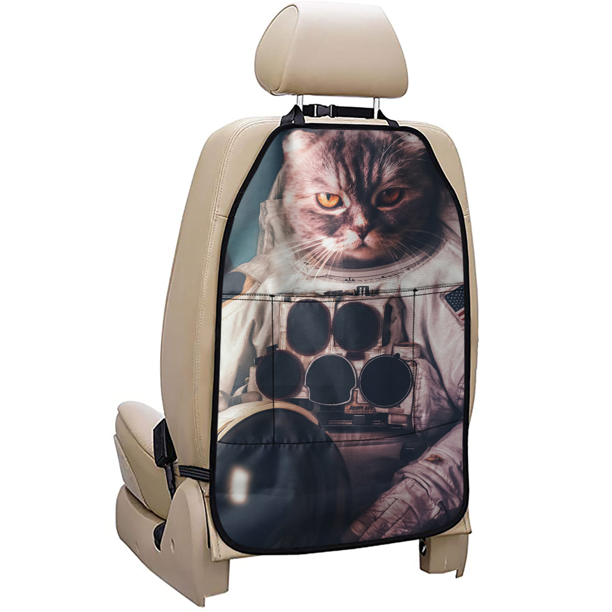 American Astronaut Cat Print Car Seat Organizers