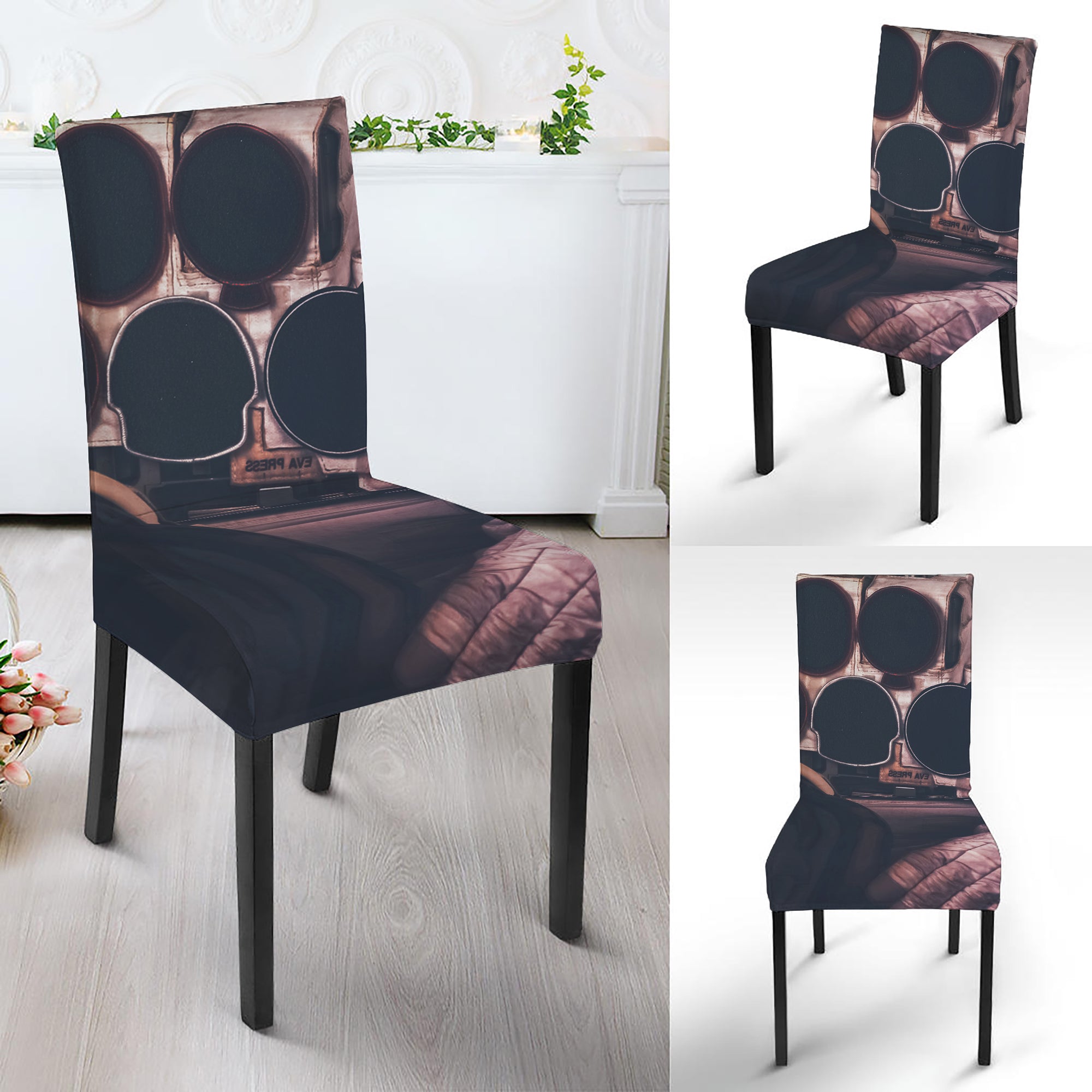 American Astronaut Cat Print Dining Chair Slipcover