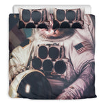 American Astronaut Cat Print Duvet Cover Bedding Set