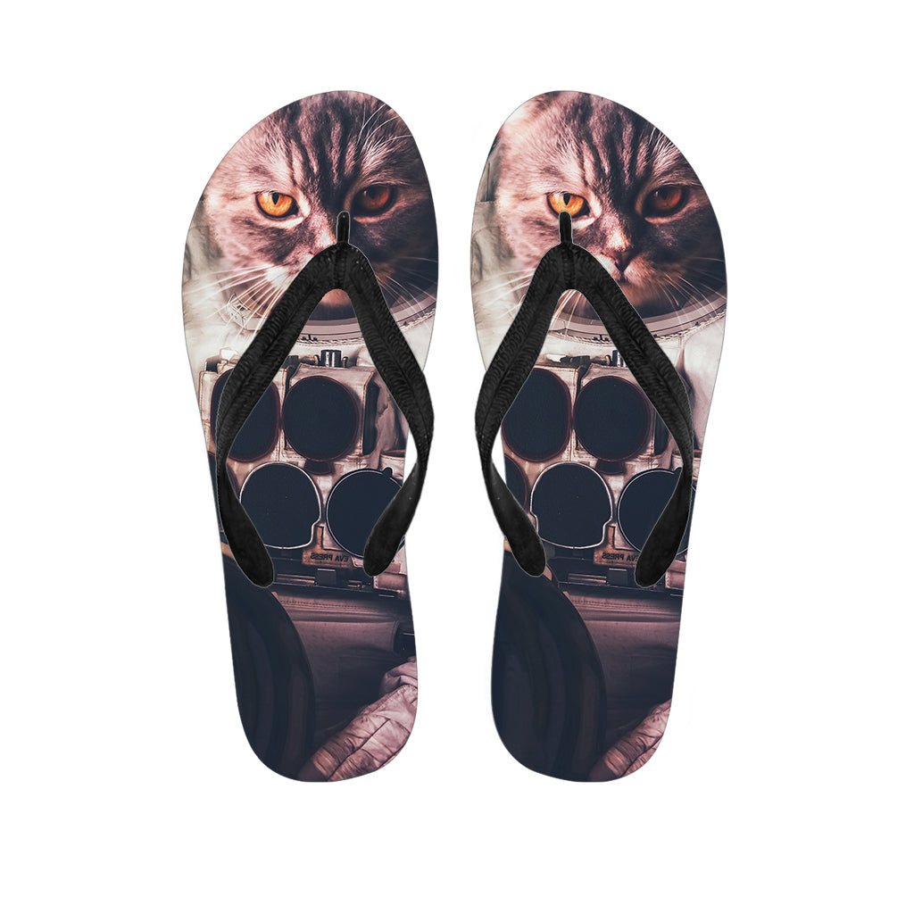 American Astronaut Cat Print Flip Flops