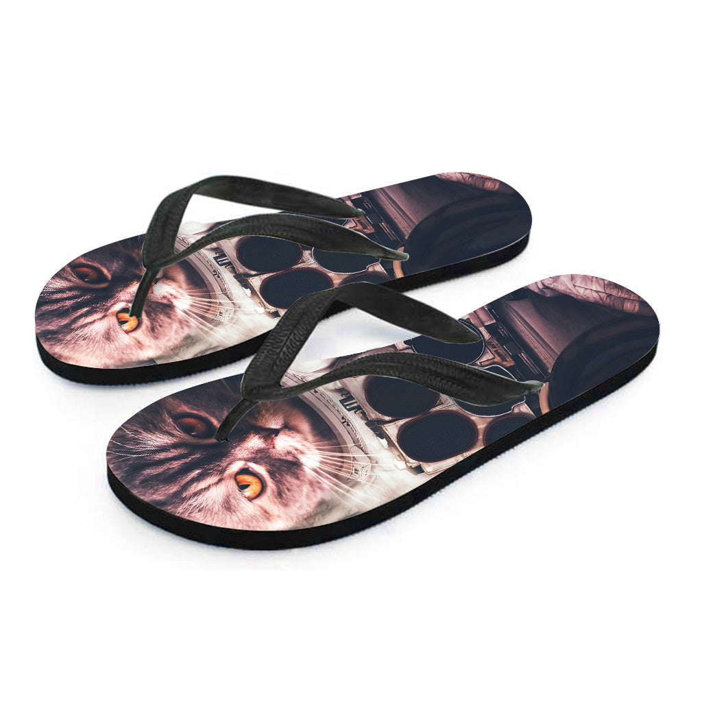 American Astronaut Cat Print Flip Flops