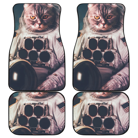 American Astronaut Cat Print Front and Back Car Floor Mats