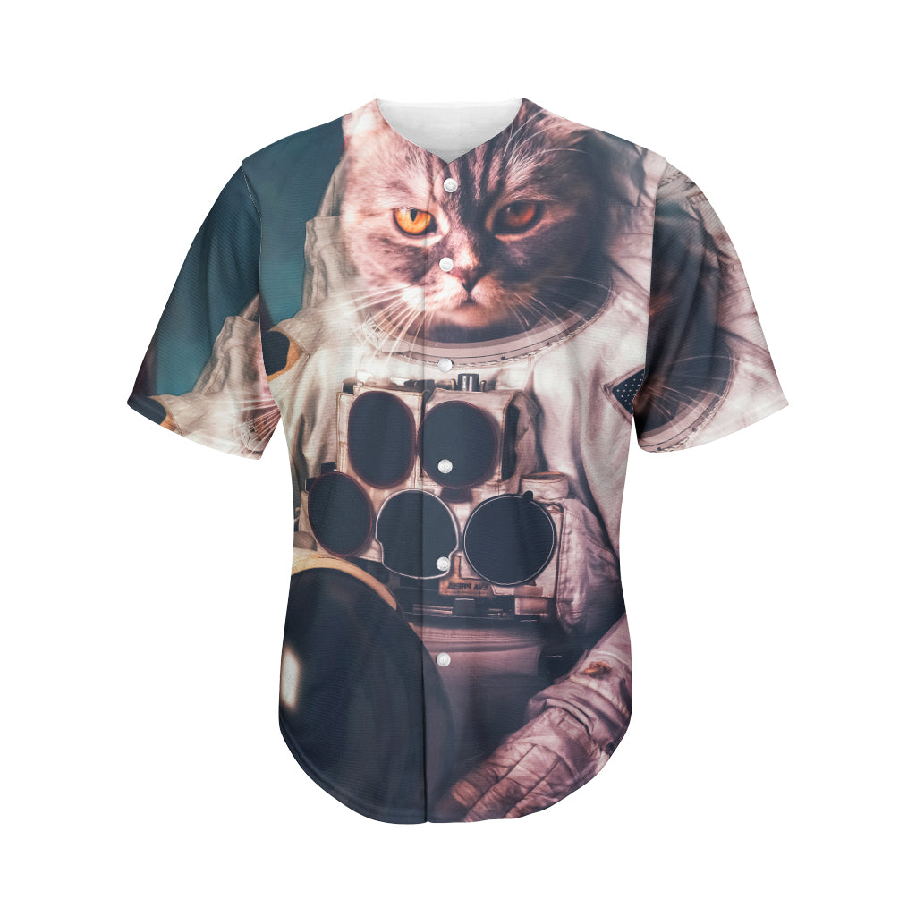 American Astronaut Cat Print Men's Baseball Jersey