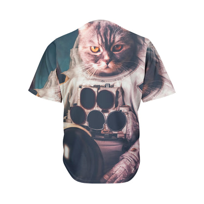 American Astronaut Cat Print Men's Baseball Jersey