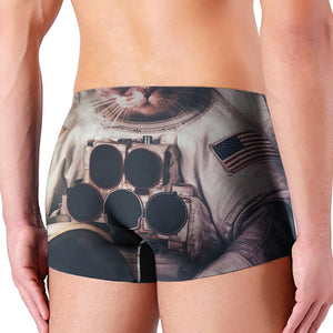 American Astronaut Cat Print Men's Boxer Briefs