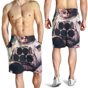 American Astronaut Cat Print Men's Shorts