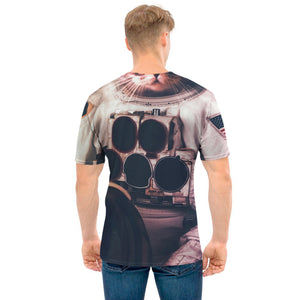 American Astronaut Cat Print Men's T-Shirt