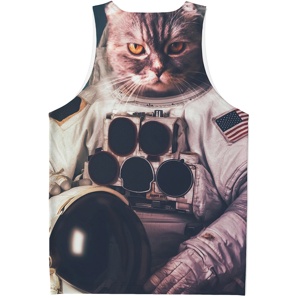 American Astronaut Cat Print Men's Tank Top