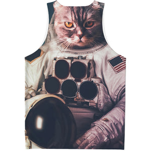 American Astronaut Cat Print Men's Tank Top