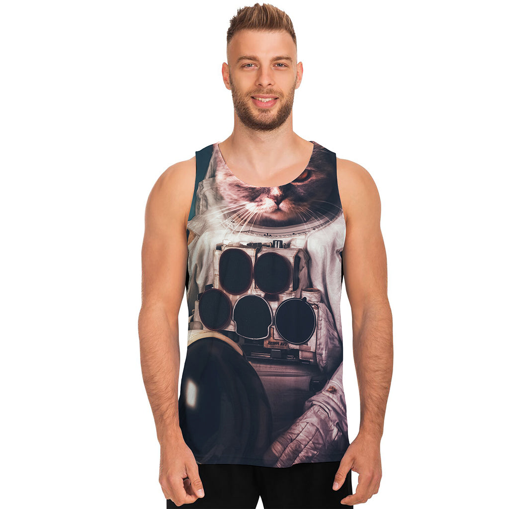 American Astronaut Cat Print Men's Tank Top