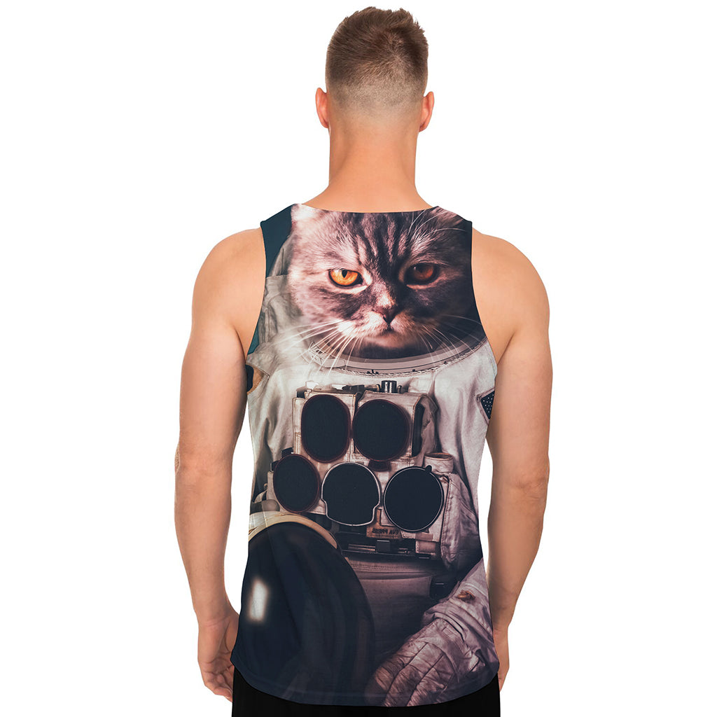 American Astronaut Cat Print Men's Tank Top