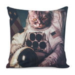 American Astronaut Cat Print Pillow Cover