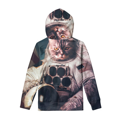 American Astronaut Cat Print Pullover Hoodie