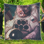 American Astronaut Cat Print Quilt